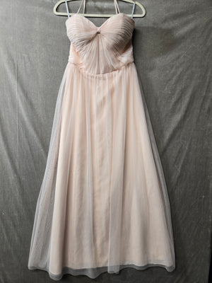 Wtoo Bridesmaid Dress Blush Tulle Sweetheart Strapless A-Line Maxi Formal Size 8 1