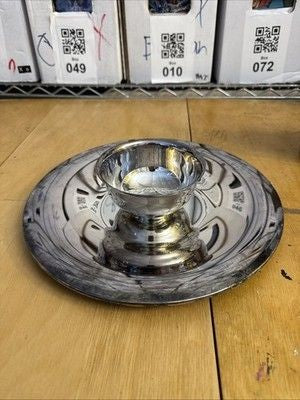 WM A. Rogers Oneida Silver Plated Serving Platter Tray w/ Dip Bowl Vintage 12" 2