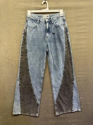 Fashion Nova Jeans Womens 2XL Blue Wide Leg Two Tone Panel High Rise Denim Pants 2