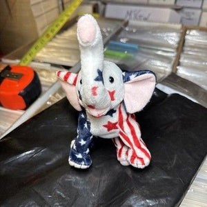 Ty Righty 2000 Elephant Patriotic Red White Blue Stars Stripes 9 Inch Plush Used 3