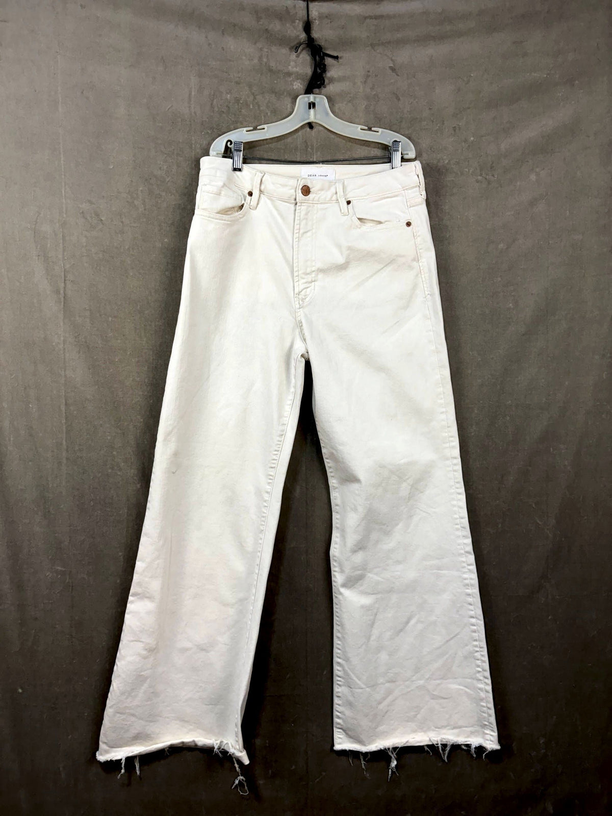 Dear John Women Off-White Wide Leg Jeans Size 30 Good Condition Frayed Hem