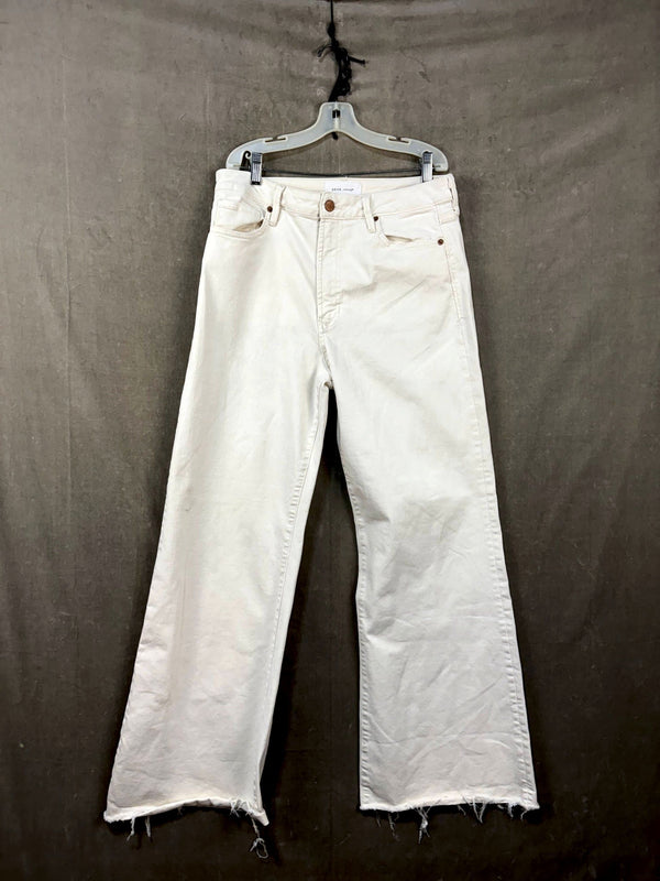 Dear John Women Off-White Wide Leg Jeans Size 30 Good Condition Frayed Hem