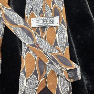 Vintage Gianfranco Ruffini Tie Mens Abstract Leaf Print Italian Silk 90s 4