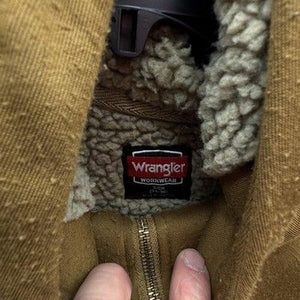 Wrangler Workwear Jacket Mens Small Brown Sherpa Lined Full Zip Hoodie Fleece Pr 4