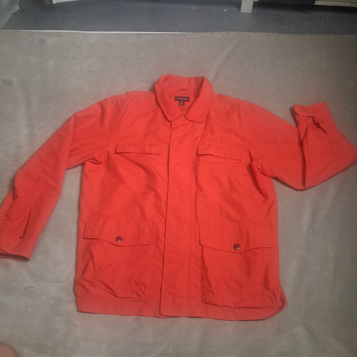 Lands' End Men's Red Nylon Windbreaker Jacket Size L Gently Used Machine Washabl