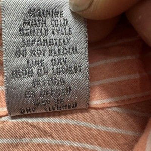 Chicos Shirt Womens Size 1 Pink Striped Button Up Seersucker 3/4 Sleeve Top 4