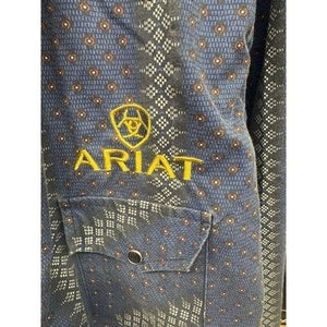 Ariat Shirt Mens Size G Blue Aztec Kyron Classic Pearl Snap Western Cowboy Rodeo 5