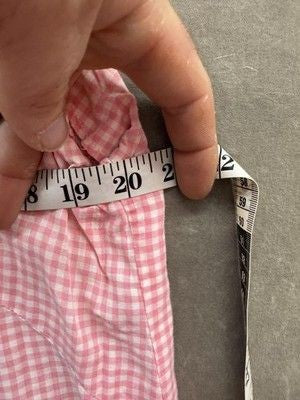 Vintage Pink Gingham Dress Womens Large Sleeveless Drop Waist Ruffle Collar 60s 2