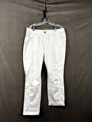White House Black Market Women Casual White Embellished Pants Size 4 Pre-Owned 1