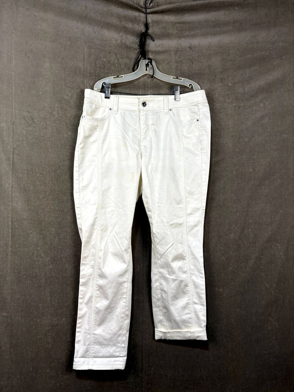 White House Black Market Women Casual White Embellished Pants Size 4 Pre-Owned