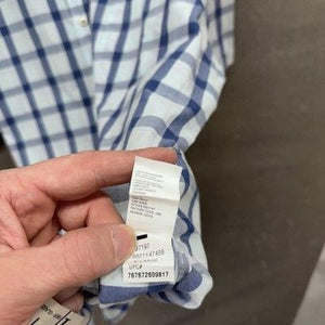 Van Heusen Shirt Mens XL Blue White Plaid Short Sleeve Button Up Casual Top 2