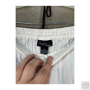 Firefly Basics Linen Pants White Cream Wide-Leg Drawstring Medium Good Condition 2
