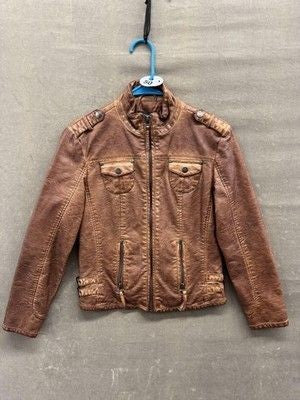 Lord & Taylor Jacket Womens 2 Faux Leather Moto Biker Zip Pockets Adjustable 2
