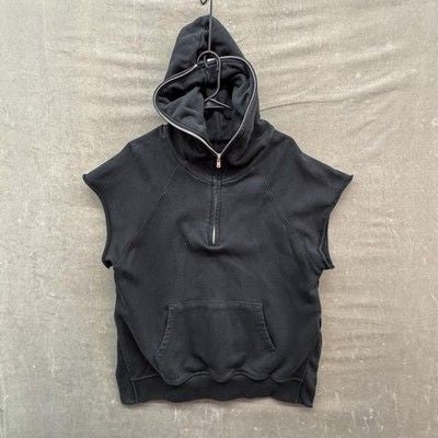 Fear of God Hoodie Mens Large Black Third Collection Sleeveless Half Zip Pocket