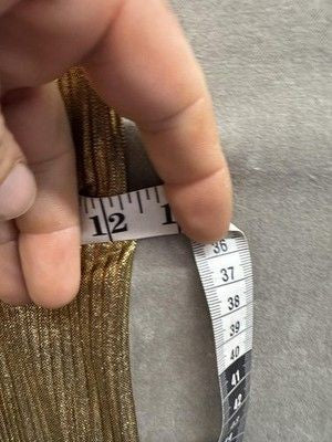 Peach Love California Pants Womens Large Gold Metallic Split Flare Lined Stretch 5