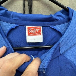 Rawlings Pullover Jacket Mens Large Blue Hooded Quarter Zip DC Logo Windbreaker 5