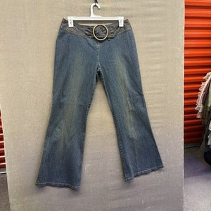Vintage Joe Boxer Jeans Womens 15 Blue Belted Flare Y2K Grommet 2000s New Tags 1