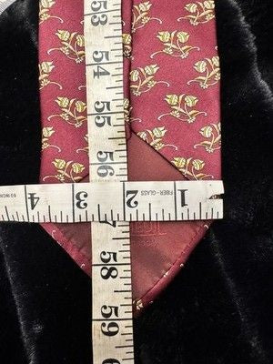 Dormeuil Tie Mens One Size Red Yellow Floral Silk Paris London Elegant Necktie 4