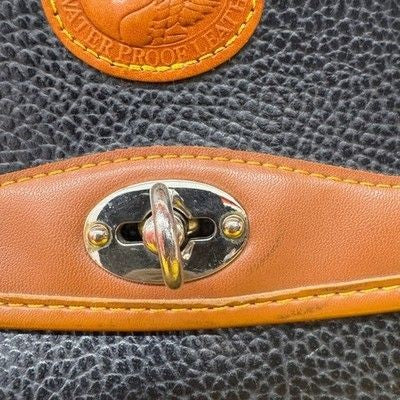 Carina Intl Inc Satchel Briefcase Black Tan Pebble Leather Waterproof Pre-Owned