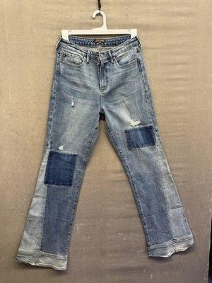 Dear John Jeans Womens 30 Blue Walker Distressed Patchwork Flare Denim Pre-Owned