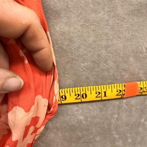 Wrap Blouse Womens Large Coral Peach Floral Elastic Waist Cap Sleeve Peplum Top 3