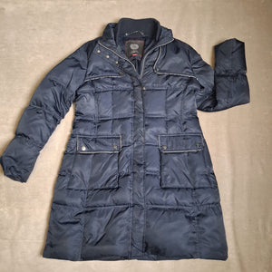 Vince Camuto Women's Navy Quilted Long Puffer Coat Size G/L Pre-Owned Down Insul 1