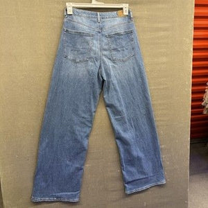American Eagle Jeans Womens 8 Blue Wide Leg High Rise Denim Pants Minimalist 2