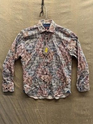 Visconti Mens Small Black Multi Paisley Long Sleeve Stretch Button Front New wit 2