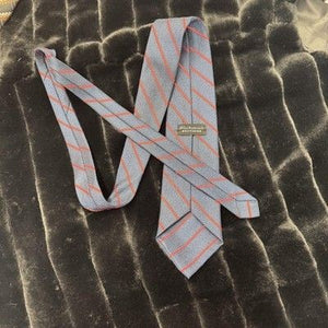 Vintage Richman Brothers Tie Mens Blue Red Diagonal Striped Classic Necktie 60s 2