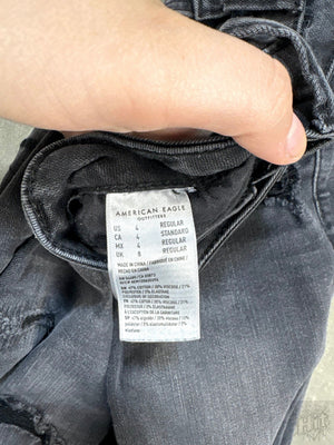 American Eagle Distressed Black Skinny Jeans, Size 8 3