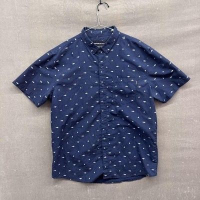 Molokai Surf Co Shirt Mens XL Navy Blue Shark Print Button Up Pre-Owned Excellen