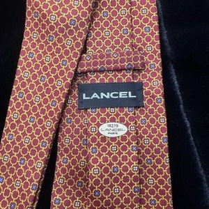 Lancel Silk Tie Mens Classic Formal Geometric Pattern Paris 18279 Made in France 4