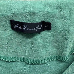 Womens Casual Shirt Green V Neck Short Sleeve Large Pre-Owned Good Condition 2