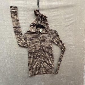 Karma Apparel Hoodie Womens Small Brown Tan Full Zip Lightweight Pre-Owned 2
