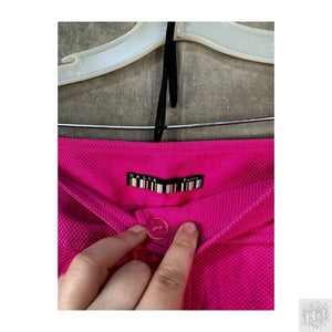 Dalia Bright Pink Women's Casual Ankle Pants with Button Detail 2