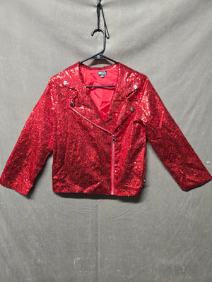 Nickelodeon JoJo's Closet Girls Red Sequin Moto Jacket Size 14/16 XL 1