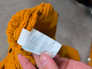 LOVE CHANGE Women's Mustard Yellow Open Knit Cropped Cardigan Size 2