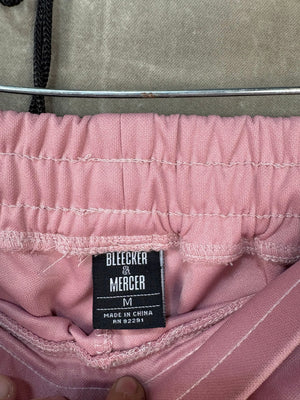 BLEECKER & MERCER Pink Track Pants White Side Stripes Drawstring Waist M Good 2