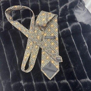 Antonio Vessi Mens Wide Silk Necktie Classic Geometric Diamond Pre-Owned Good 2