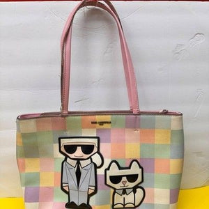 Karl Lagerfeld Paris Pastel Gingham Choupette Tote Bag Multicolor Checkered 5