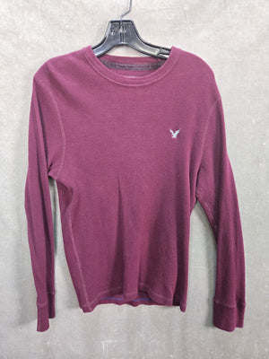 Aeropostale Men's Burgundy Waffle Knit Thermal Long Sleeve Shirt Size M 1