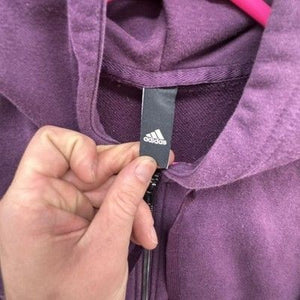 Adidas Hoodie Youth Small Purple Full Zip Sleeve Logo Athletic Sweatshirt 2