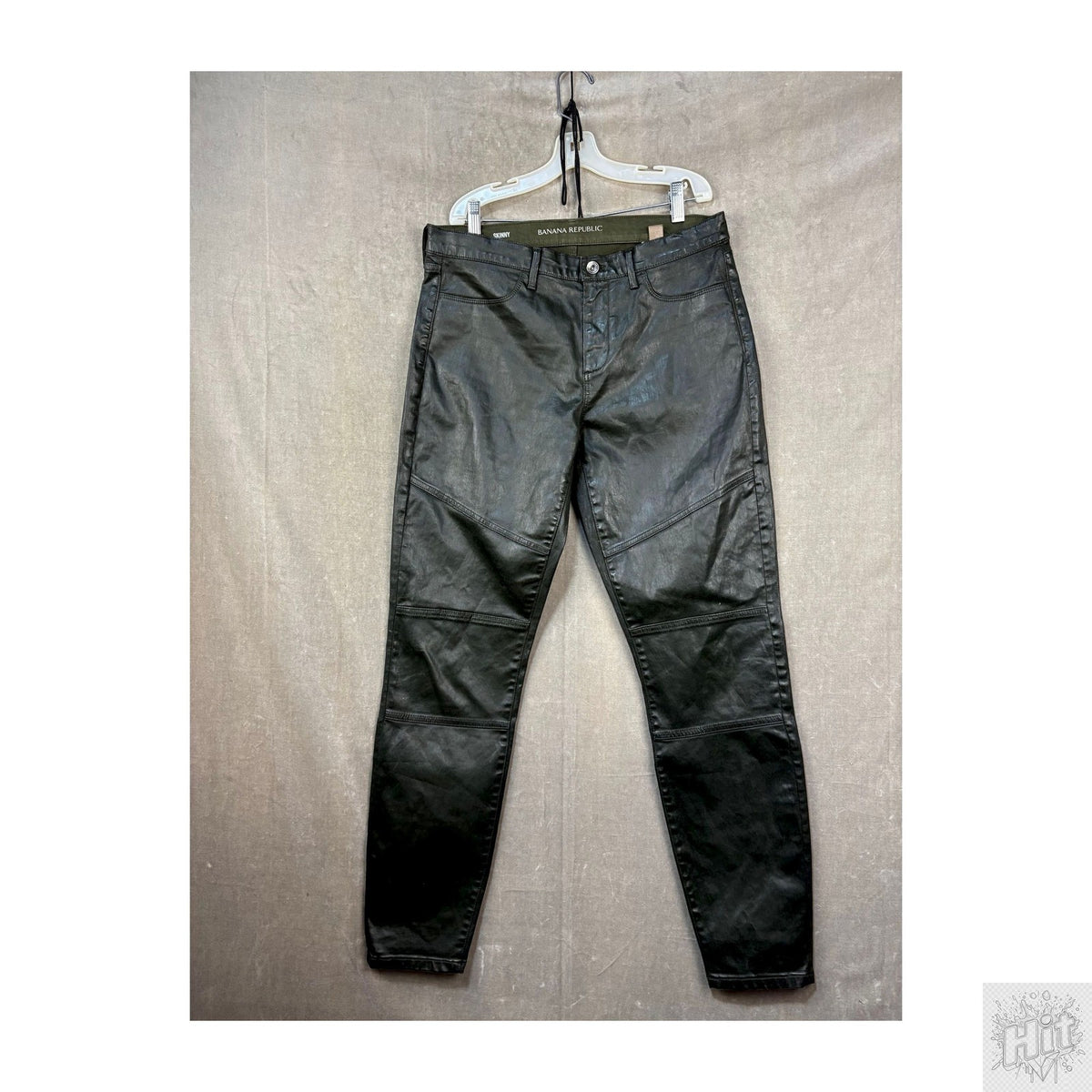Banana Republic Coated Leather Look Skinny Jeans Size 30 Dark olive green color