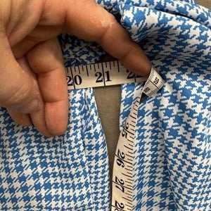 J Crew Womens Shirt Blue White Houndstooth Long Sleeve Ruffle Blouse Pre-Owned E 4