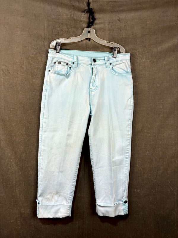 Sky Blue High-Waisted Cropped Jeans with Button Details by Diana Gilman
