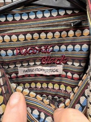 Visconti Mens Black Multicolor Geometric Stripe Dress Shirt XL Pre-Owned Excelle 5