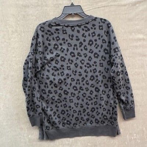 Old Navy Sweatshirt Womens Small Gray Leopard Print Crewneck Pullover Fleece Pre 2