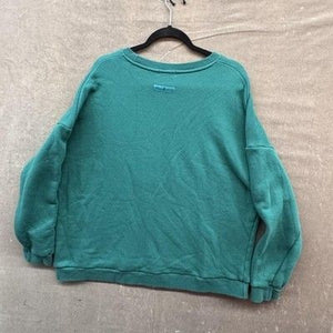 Skull House Sweatshirt Womens XL 2XL Green Crewneck Chenille Fleece Pre-Owned Ex 3