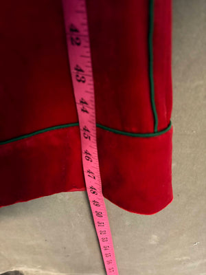 Handmade Red Velvet Wide-Leg Pants Green Piping Size Large Pre-Owned Elastic Wai 5