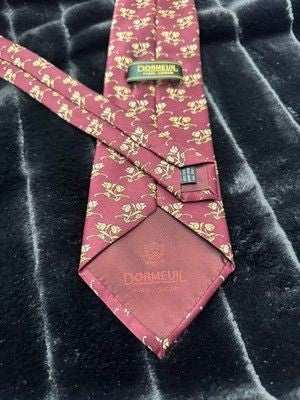Dormeuil Tie Mens One Size Red Yellow Floral Silk Paris London Elegant Necktie 2